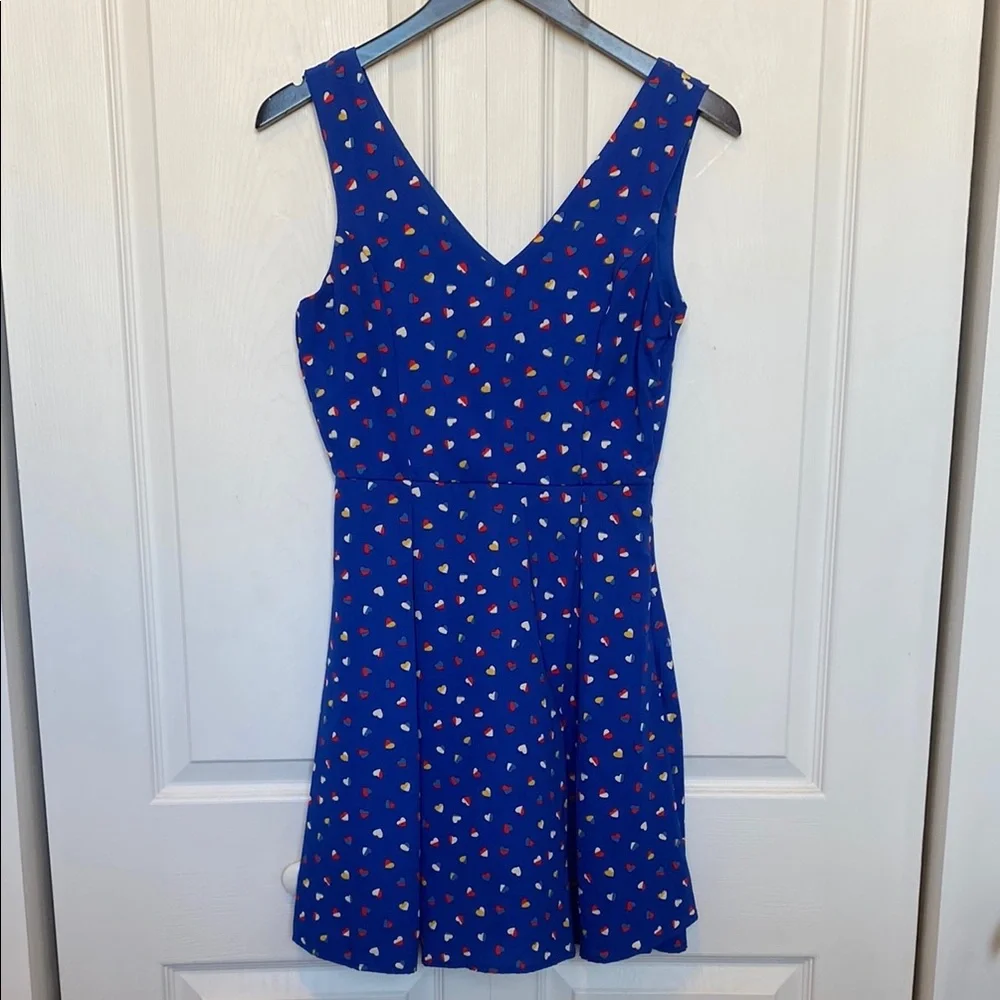 Modcloth Blue Heart Pattern Mini Dress - Picture 1 of 4